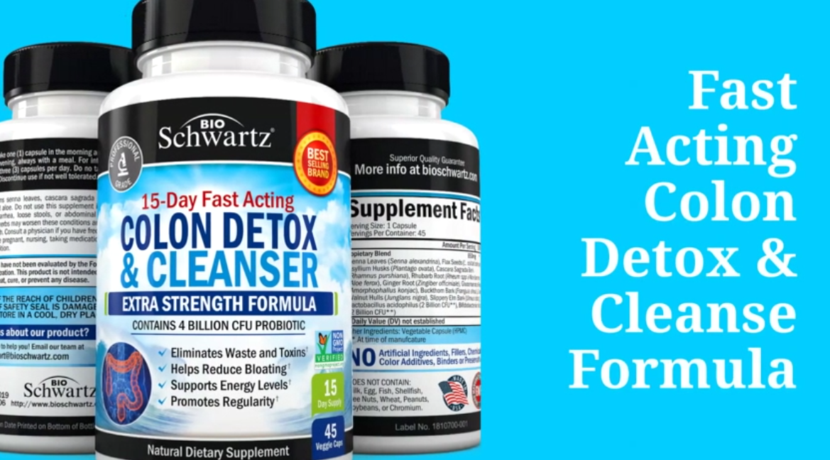 thumbnail video image 2 of BioSchwartz Advanced 15-Day Colon Cleanse Detox Capsules with 11 Herbs and Probiotics for Gut Health, 45 Count, 2 of 6