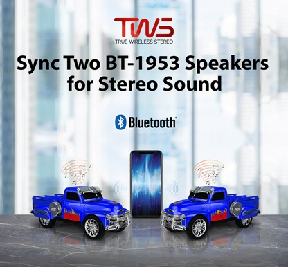QFX BT-1953 RETRO TRUCK DUAL 2” BLUETOOTH SPEAKER WITH BASS