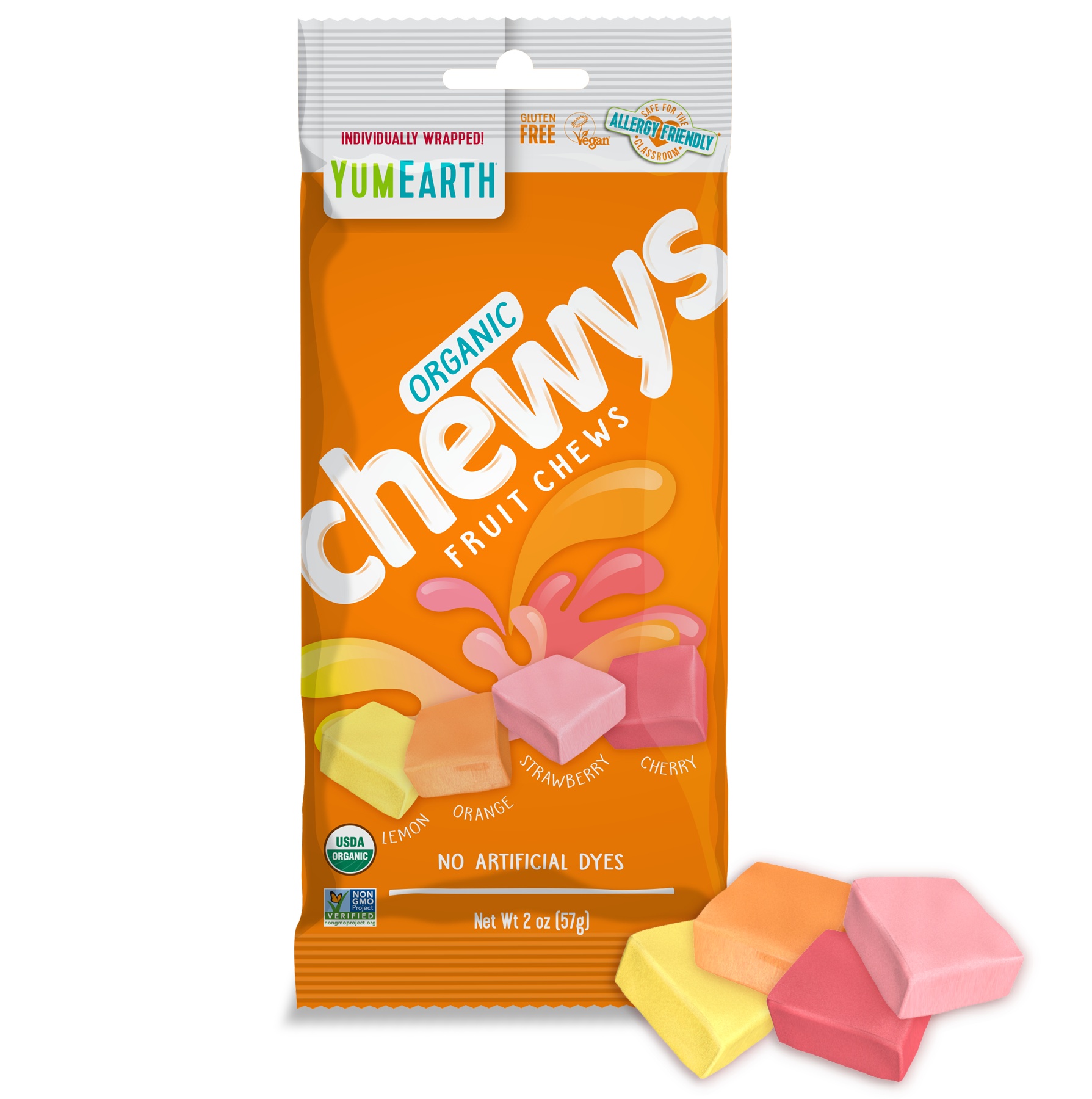 YumEarth Organic Chewys, Strawberry, Lemon, Fruit Flavor Candy