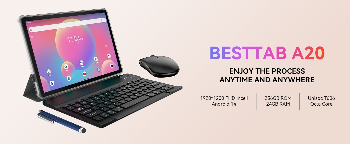 BESTTAB A20 タブレット Wi-Fiモデル 10.1インチ BESTTAB A20』レビュー、キーボード・ケース・フィルム・マウス
