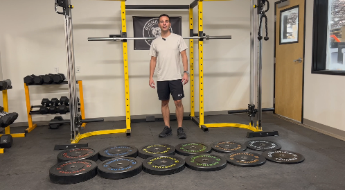 thumbnail video image 2 of BalanceFrom Olympic Bumper Plate Weight Plate with Steel Hub, Black, 55 lbs Single, 2 of 9