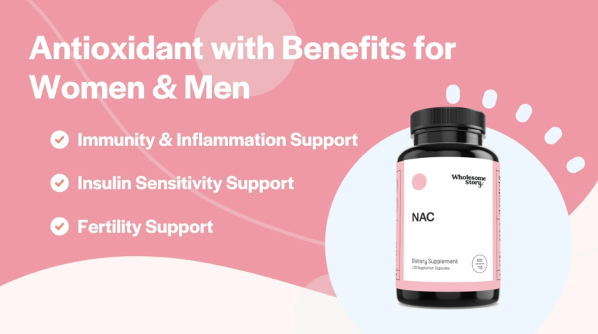 thumbnail video image 2 of Wholesome Story 600mg N Acetyl Cysteine Supplement for Liver, Lung, & Fertility Support, 120 Caps, 2 of 9