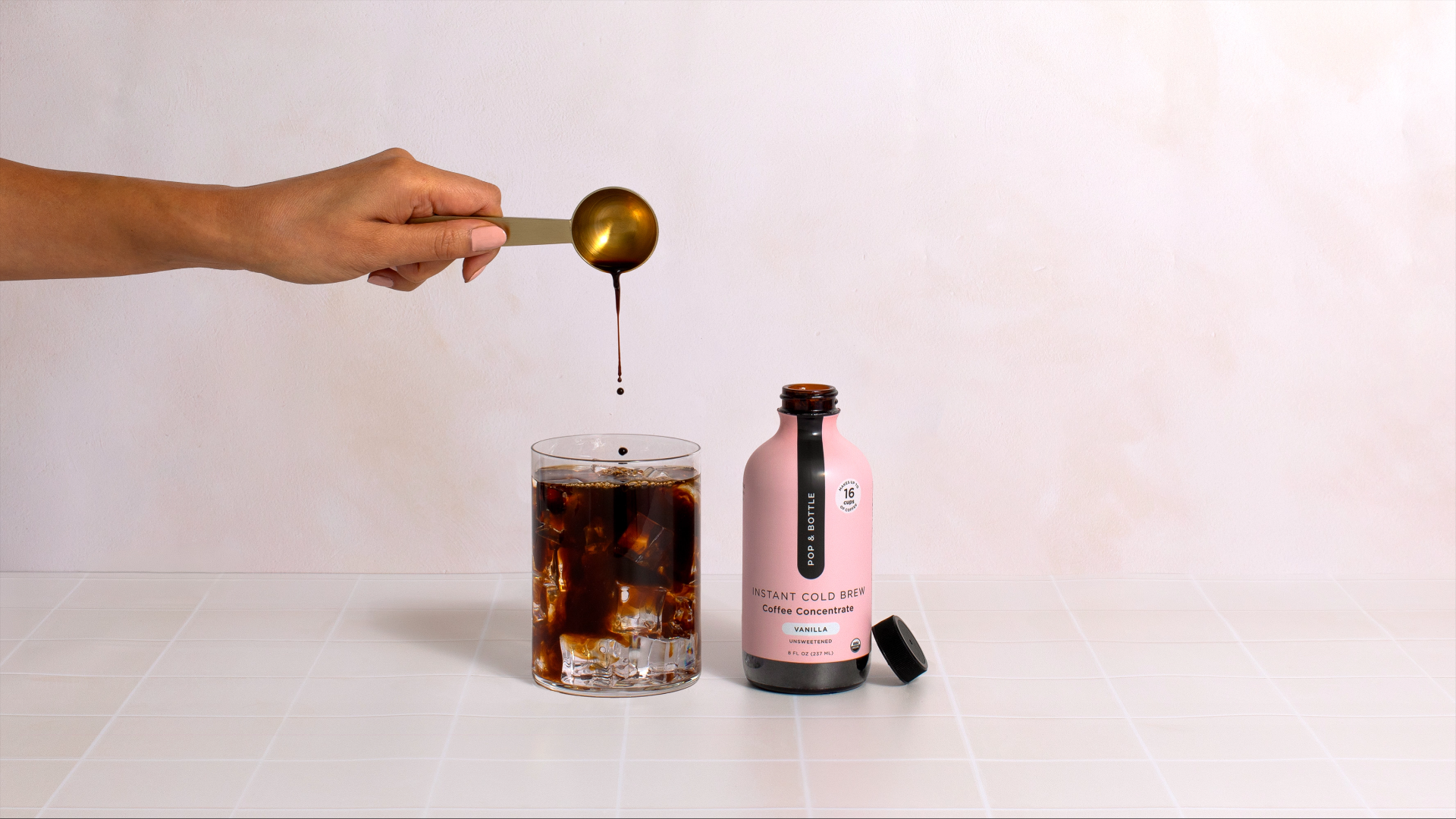 Pop & Bottle Instant Cold Brew Coffee Concentrate, Vanilla, Shelf-Stable, 8 fl oz