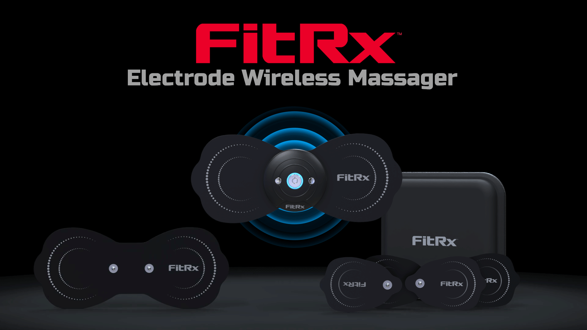 thumbnail video image 2 of FitRx Electrode Wireless Massager - Rechargeable TENS Unit Muscle Stimulator with App Control, 2 of 10