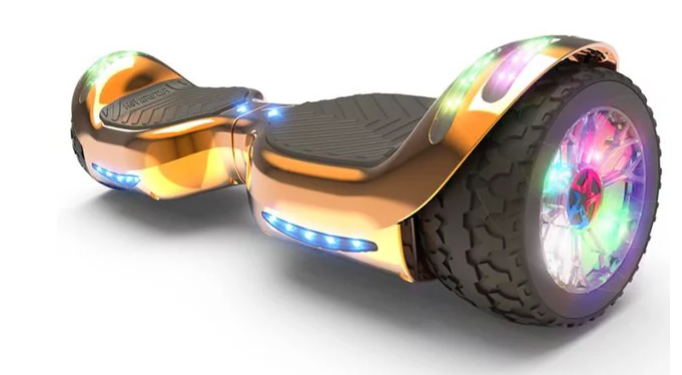 thumbnail video image 2 of Hoverboard All-Terrain LED Flash Wide All Terrian Wheel with Bluetooth Speaker Dual LED Light Self Balancing Wheel Electric Scooter lbw16-rosegold, 2 of 8