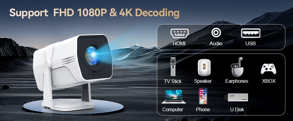 プロジェクター jjj DR.J Professional 4K Native 1080P Projector with 5G WiFi, 300