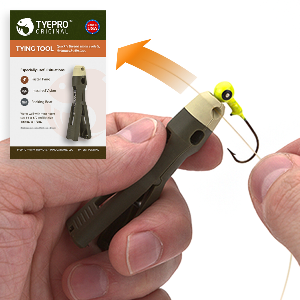 thumbnail video image 2 of TYEPRO Original Fishing Knot Tying Tool with Line Threader and Clipper - Tackle Box Accessory, 2 of 8