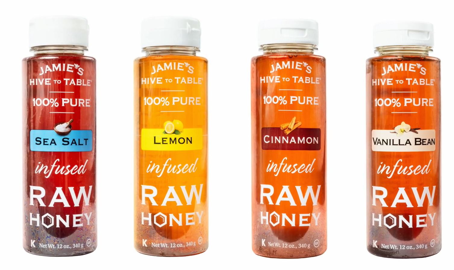 thumbnail video image 2 of Jamie's Hive to Table Vanilla Bean Infused Raw Honey, 12 oz Bottle, 2 of 14