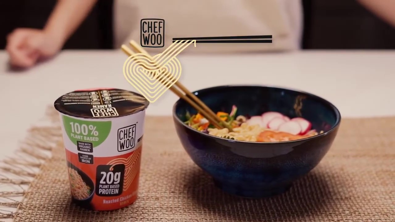 6 pack) CHEF WOO Roasted Chicken Ramen Cup High Protein Noodles