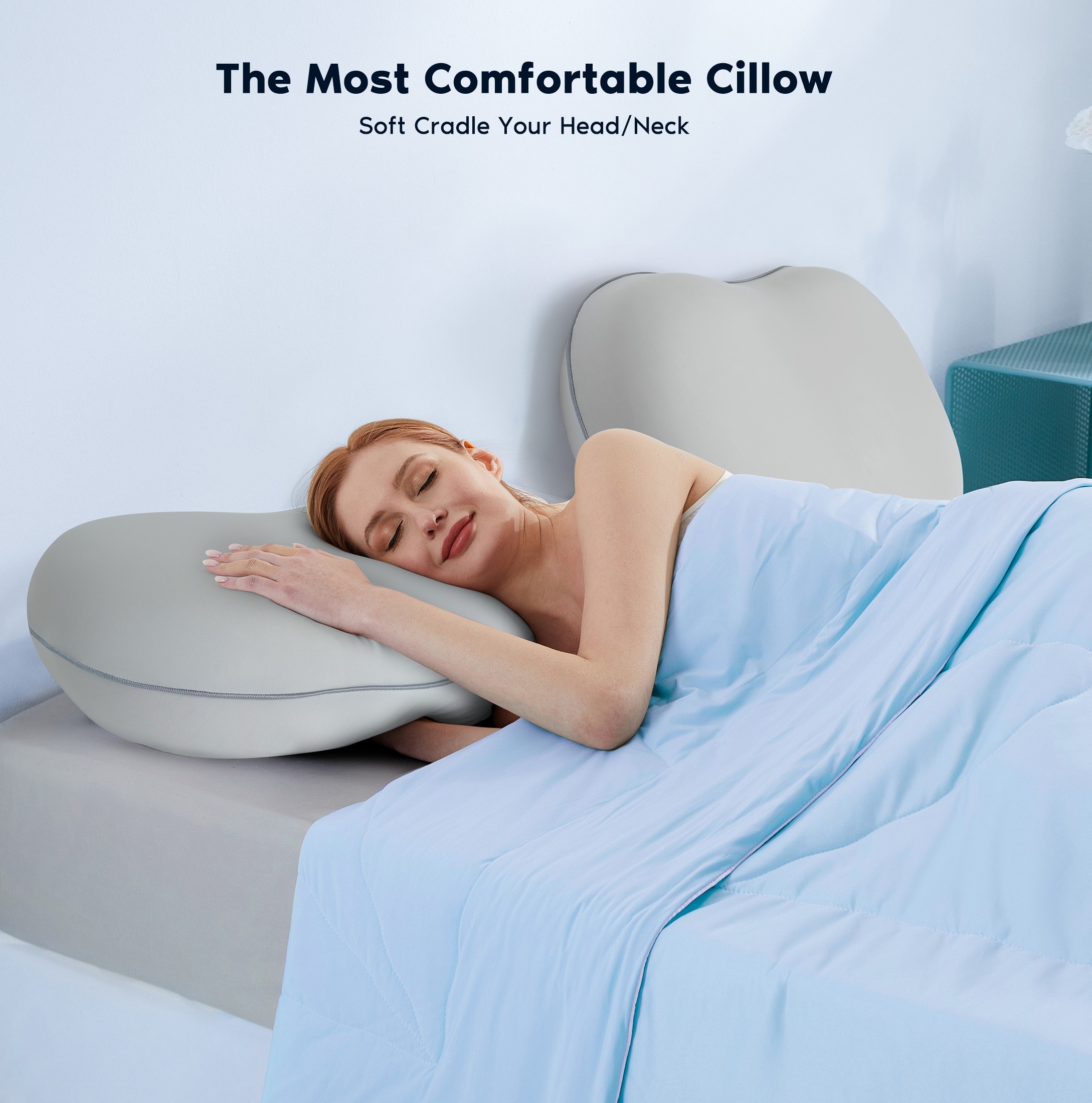 HiJob Memory Foam Pillow, Contour Orthopedic Design for Side and