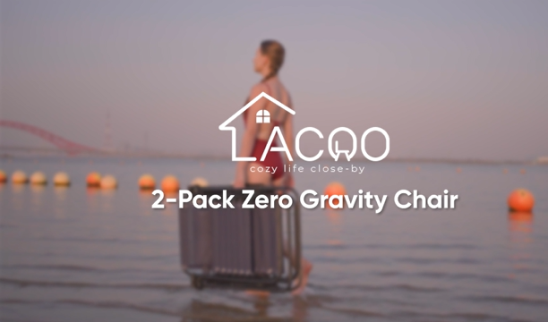 thumbnail video image 2 of Lacoo Zero Gravity Chair Patio Outdoor Foldable Lawn Lounge Chair Reclining Chair with Adjustable Pillow Pack of 2, Blue, 2 of 8