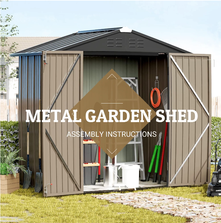 thumbnail video image 2 of LACOO 4' x 6' Outdoor Storage Metal Shed for Tool Storage, Outdoor House for Backyard & Garden,Brown, 2 of 10