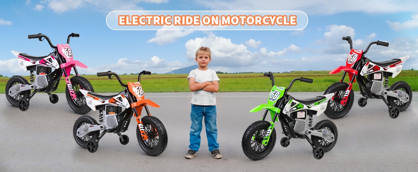 VIBESPARK 12V Electric Dirt Bike with Twist Grip Throttle, Kids