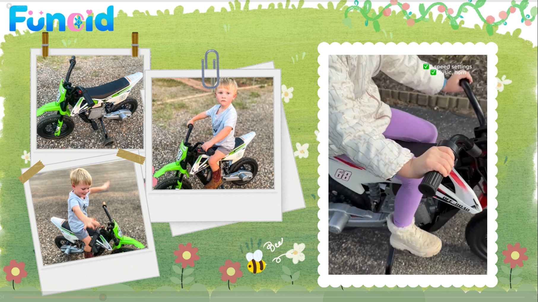 VIBESPARK 12V Electric Dirt Bike with Twist Grip Throttle, Kids