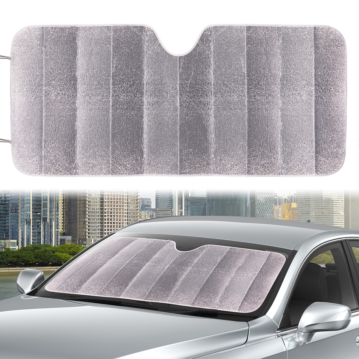 Auto Drive Lightweight Silver Accordion Sunshade 1 pack,63