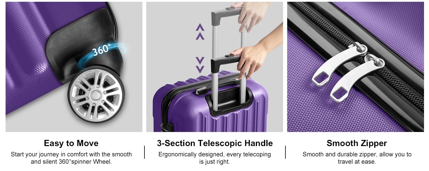 Zimtown 3 Piece Nested Spinner Suitcase Luggage Set With TSA Zimtown 3 Piece Nested Spinner Suitcase Luggage Set With TSA