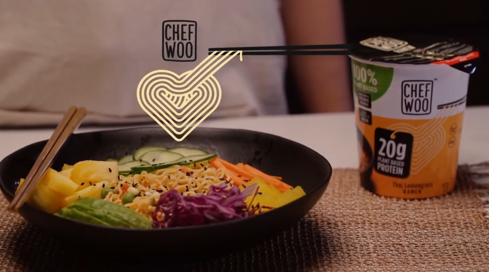 Chef Woo Thai Lemongrass Ramen Cup High Protein Noodles 12 Pack