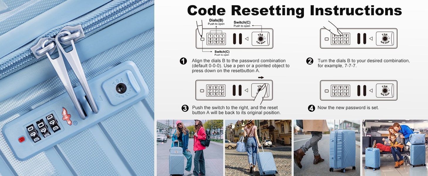 Zimtown 5 Piece Luggage Sets, PP Hardside Luggage Suitcase Set