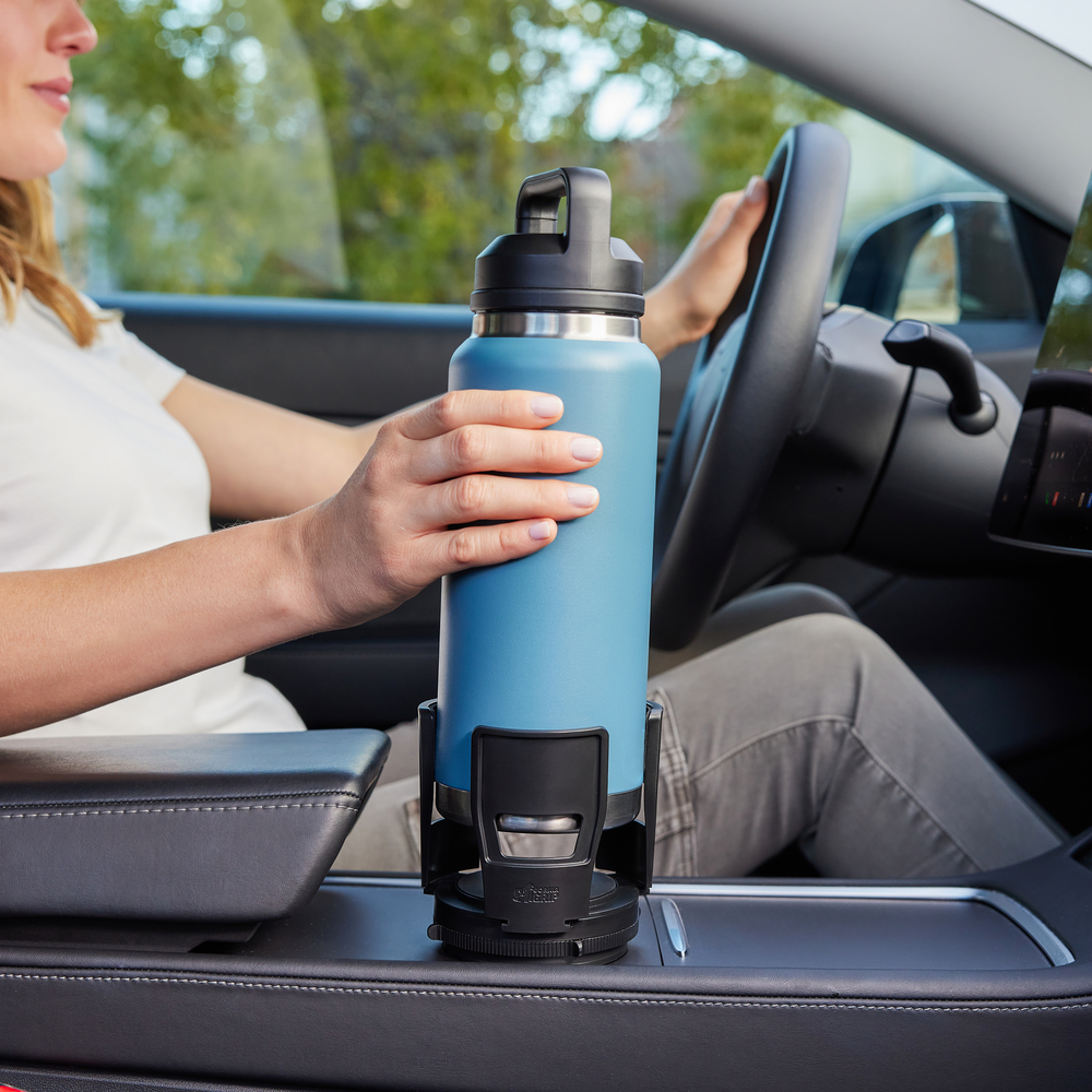 GORILLA GRIP Car Cup Holder Expander, Fits 18 to 48 oz Water Bottles,  Coffee Mugs, Gray