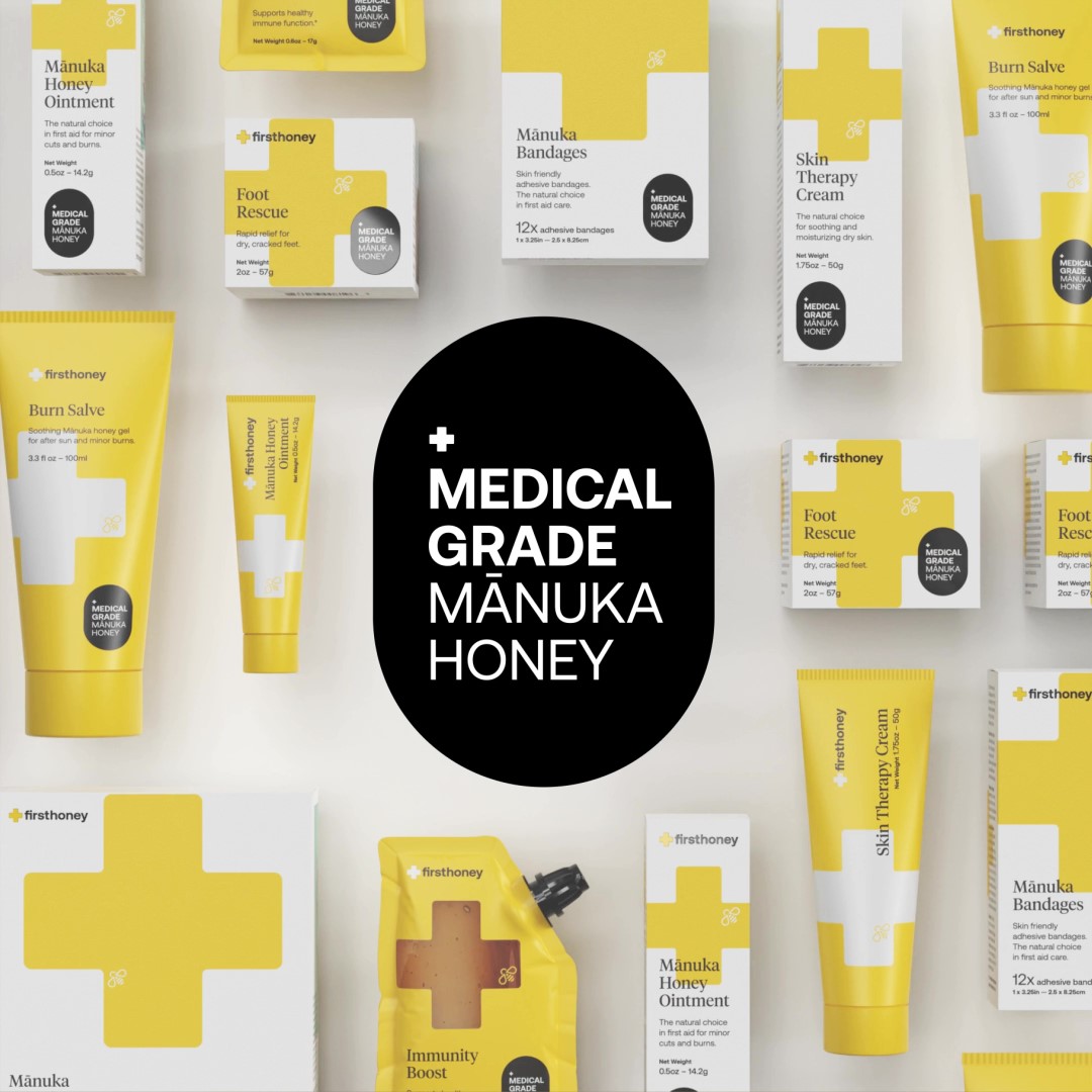 thumbnail video image 2 of First Honey Sterile Manuka Honey Ointment, First Aid Wound Care, Pain Relief, Cuts and Burn Cream, 1.0 oz, 2 of 9