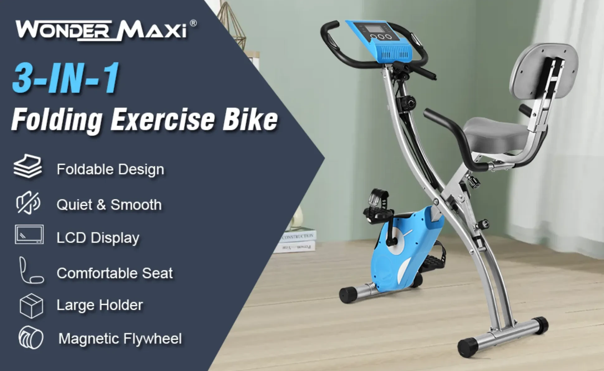 Folding Magnetic Wonder Maxi Under Desk Bike Pedal Wonder Maxi